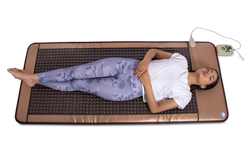 Image of AROGYA 1050 Tourmaline Stone Heating Mat For Back Pain Relief & Muscle Relaxation Far Infrared Heating Mattress Improve Circulation Ems Full Body Massage Therapy Use For Home, Office Clinic