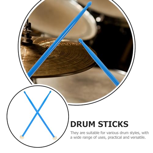 Par de baquetas de percusión de doble extremo con cabezas de nailon y fieltro, mazos musicales universales para práctica en azul cielo para batería y timpani miniatura 3