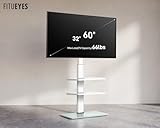 FITUEYES White TV Floor Stand for 32 to 60 inch TVs, Floor Standing TV Stand with 2 Adjustable Shelves, Swivel Bracket, Height Adjustable, Holds 30kgs, Max VESA 600x400mm - Image 6