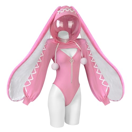 KORURACLUB Lingerie Sexy Pour Cosplay Motif de Lapin Ensemble (4 Pièces) Bikini Lapin Costume D'anime Pour Cosplay Fête Costume D'anime (Rose, L/XL)