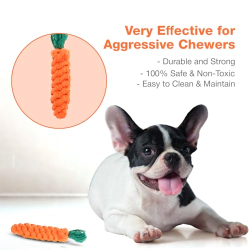 Image of Carrot Rope Toy for Dogs and Pets |Durable and Comfotable Chew Carrot Rope Toy |Puppy Teething Dog Rope Toys Cat Chew Toys Safe Braided Rabbit Toys Healthy Gift (Orange)