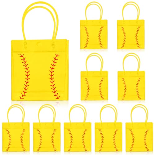 Sac cadeau PVC balle molle : lot de 12 sacs réutilisables jaune et rouge avec poignées pour friandises