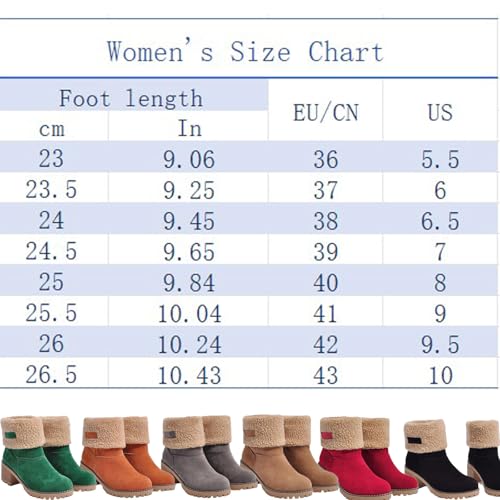 Boots Seniors' Chunky Heel Winter Boots Fur Topped Comfortable Slip On Mid Chunky Warm Snow Ankle Boots2