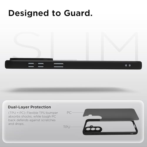Image of RIGGEAR Shockproof Sleek Hybrid Armor Back Cover Case for Samsung Galaxy A57 5G (Smoke Black Matte PC + Black TPU Bumper)