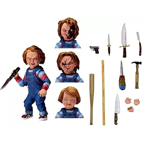 Childs Play Chucky Action Figure Ghost Baby Doll Movable Horror Movie Doll Cartoon Characters Collection Model Toy with Change Face & Props, Best Gift for Children Adults and Fans