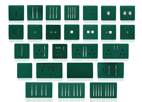 Trendi Artistic Modern Glossy Tactile 2 Gang 2 Way 120w LED Dimmer Switch Dark Green - Image 4