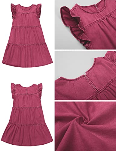 Image of luvamia 2025 Denim Dress for Women Summer Babydoll Sleeveless Ruffle Sleeve Mini Dresses Loose Flowy Swing Pleated Dress