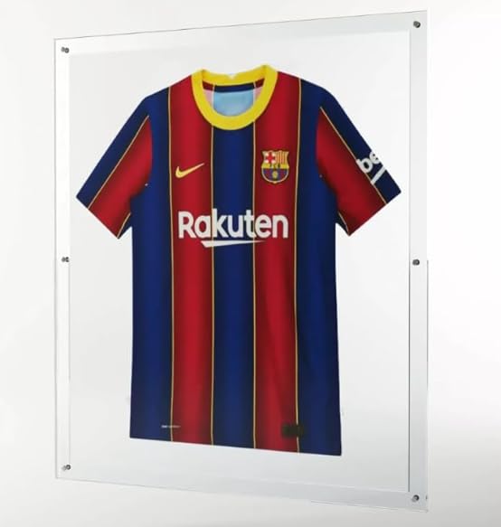 EstudioPlast Rahmen für Fußballtrikot – Premium Kristall-Acryl Display 70x80 cm mit vollständigem 10 mm Rahmen und Wandmontage