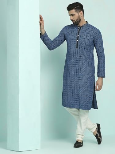 Image of Rajubhai Hargovindas Men's Chikankari Embroidered Cotton Kurta (Ches)