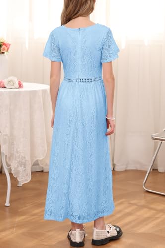 HOSIKA Girls Lace Long Dress for Formal First Communion Birthday Party — view 3