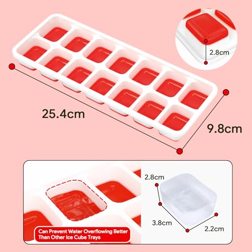 Image of Ice Cube Trays 4 Pack, Airabc Silicone Ice Cube Trays with Removable Lid, Easy-Release Flexible 14-cube Ice Trays, LFGB Certified and BPA Free, Stackable Ice Trays with Covers for Cocktail, Freezer