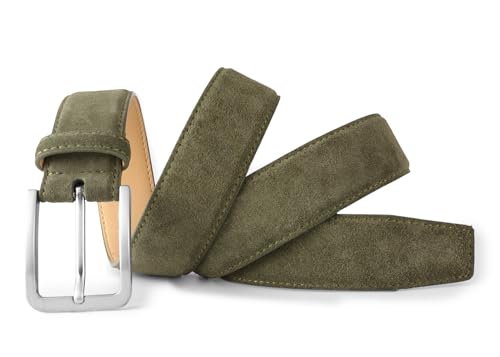 Image of Men's Belt Casual Genuine Leather Suede Belts for Men 1 3 /8 inch Wide Elegant Golf Dress Belt