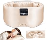 MUSICOZY 3D Silk Bluetooth Sleep Mask Headphones, Mulberry Silk Eye Mask with Ultra-Thin Wireless Speakers, Bluetooth 5.4 Sleeping Headphones for Side Sleepers, Music Sleep Mask Gifts for Men Women