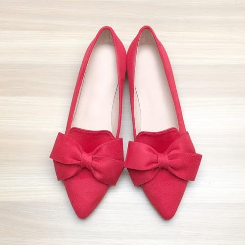 LUXINYU Women Soft Suede Bowknot Shoes Dressy Pointed Toe Slip on Ballet Flats Comfortable Moccasins Work Flats Low Heel Casual Dress Shoes2
