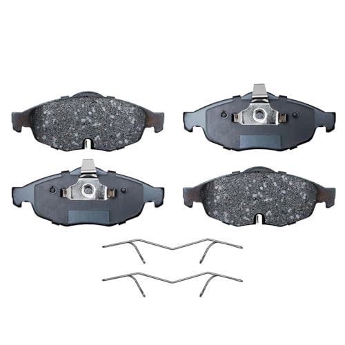 Image of Detroit Axle - Front Brake Kit for 01-06 Chrysler Sebring Dodge Stratus | Replacement 2001 2002 2003 2004 2005 2006 Drilled & Slotted Brake Rotors Ceramic Brake Pads