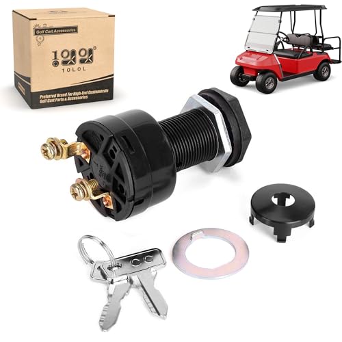 10L0L Golf Cart Ignition Switch 2-PIN for 36V - 48V Electric Golf Cart Club Car for DS (1996 Up) Replacement Part 101826201 - with 2pcs Club Car Key