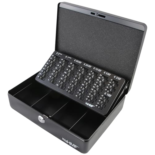 HMF 10015-02 Caja de Caudales, Bandeja para Contar Monedas 30 x 24 x 9 cm, Negro
