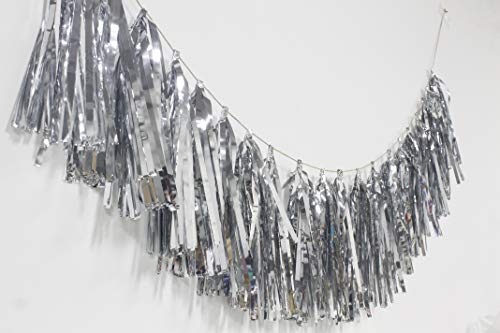 20 Pcs Shiny Paper Tassels Fringe Banner, Diy Kit Party Metallic Foil Hanging Garland, Table Decor, Party Wall Backdrop Decorations For Bachelorette Wedding Christmas Halloween New Year (Silver) #TOP3