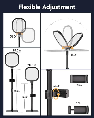 Image of Desktop Video Conference Light for Zoom Meeting, Work from Home, Live Streaming with Nature Soft Light, Adjustable Brightness and Color Temp and Flexible Stand & Versatile Phone Holder