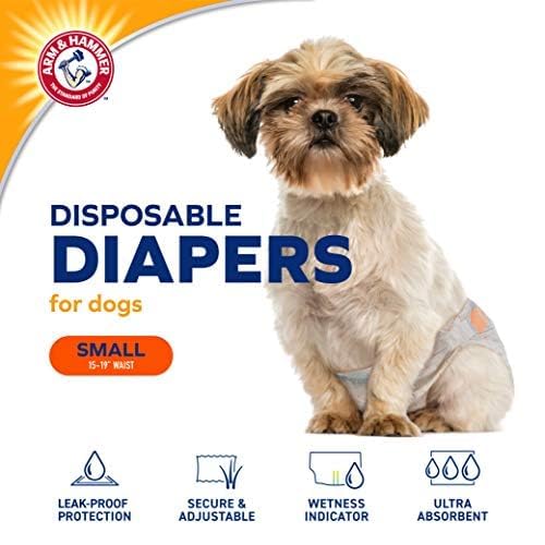 Image of Arm & Hammer for Pets Disposable Female Dog Diapers with Odor Control and Wetness Indicator Leak Resistant for Incontinence and Heat Cycles Size Small 15-19 Inch Waist 12 Count 6 Pack Daily Wear