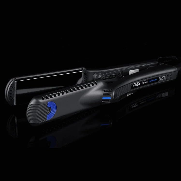 Plancha para el Cabello CROC Premium Pico Infrared, Placas Cerámicas y de Titanio Negro, 1,5 pulgadas, Tecnología Infrarroja, 20x Potencia, 450 °F, Iones Negativos, Anti-Friz, Voltaje Dual miniatura 1
