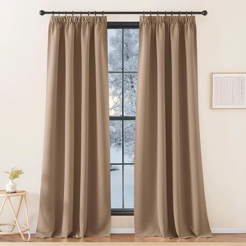 KGORGE Thermovorhang Kälteschutz Vorhänge für Schienensystem Wohnzimmer 2-Set 260 x 140 cm(HxB) Verdunkelungsvorhang Kräuselband Gardienen Blickdicht, Cappuccino KGORGE Thermovorhang Kälteschutz Vorhänge für Schienensystem Wohnzimmer 2-Set 260 x 140 cm(HxB) Verdunkelungsvorhang Kräuselband Gardienen Blickdicht, Cappuccino