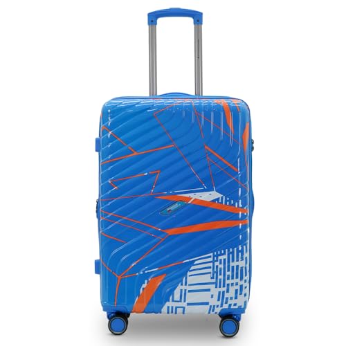 Image of AMERICAN TRAVELLER Urban Kingdom Trolley Bag | Durable Polycarbonate Hard Shell | TSA-Type Lock | 360 Disc Spinner Wheels | Expandable Suitcase for Travel (24, Blue)
