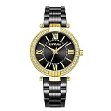 SEPTIMA Echo - Orologio da donna, con numeri romani, in acciaio inox, 33 mm, Oro