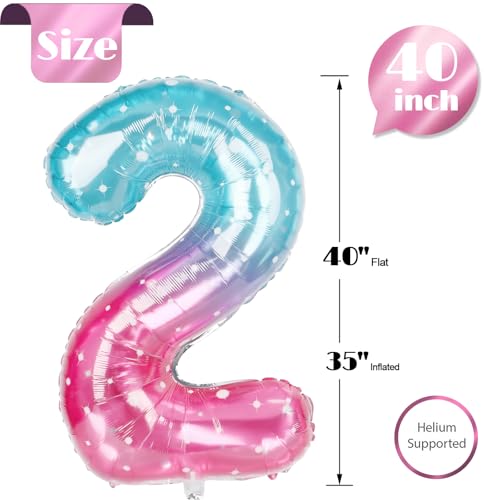 Image of Starry Sky Number 2 Balloon 40 Inch, 2nd Birthday Decoration, Sparkling 2 Number Balloon Party Decor