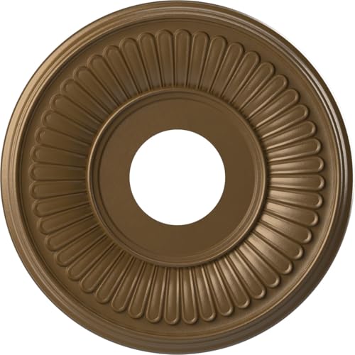Image of Ekena Millwork CMP13BECCB Berkshire Thermoformed PVC Ceiling Medallion (Fits Canopies up to 5 3 /4 inch), 13 inchOD x 3 1 /2 inchID x 3 /4 inchP, Metallic Champagne Bronze