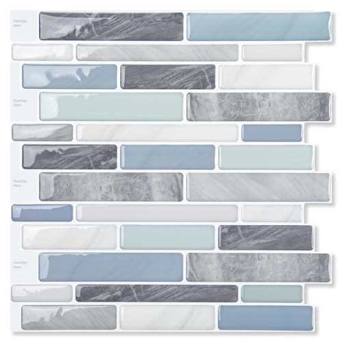 LONGKING Self-Adhesive Kitchen Backsplash, Marble...