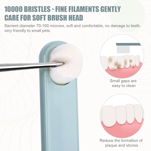 Image of NQEUEPN 4pcs Toothbrushes for Pets, Dual Sided Cats & Dogs Toothbrushes with 4 Toothbrush Protection Tube Soft Kitten Teeth Cleaning Brush, Reduces Bad Breath & Keeps Dental Healthy, Sky Blue, Green