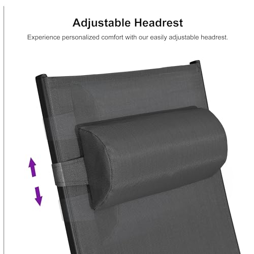 PURPLE LEAF Patio Chaise Lounge Chair Set with 2 Side Table Outdoor Pool Adjustable Recliner Chairs for Outside Beach Poolside Sunbathing Tanning Lounger — view 6