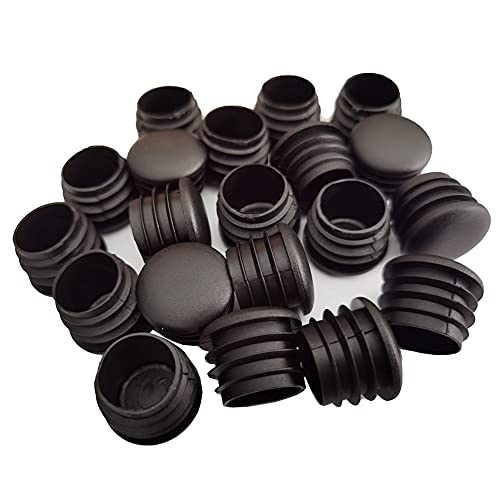 Bouchon en Plastique Rond, 20 pièces Bouchon d'extrémité de Tube Noir Bouchon de Chaise Glisse Rond Bouchon d'extrémité de Meubles Chaise/Jambe Tuyau Couvercle Insert (25mm)