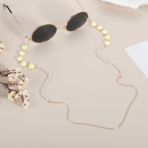 Image of uxcell Beads Eyeglass Chain, Pearl Glasses Strap Eyewear Retainer Chain Around Neck Sunglass Holder for Girls Women