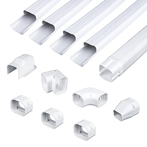 Super Deal Product Pearwow 3" W 14Ft L Decorative PVC Line Set Cover Kit for Ductless Mini Split Air Conditioners,Heat Pumps Systems Decorative Tubing Cover