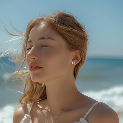 Butterfly Stud Earrings – 925 Sterling Silver with Sparkling Zircon, Dainty Simple,for woman and girl, Jewelry Gift with Box, 1.2cm × 1cm4