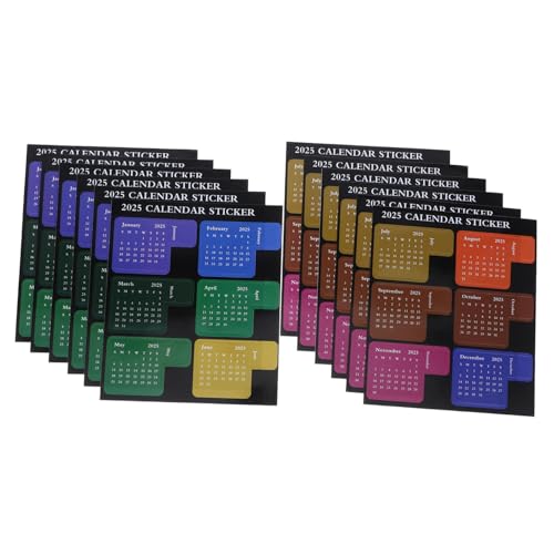 OUNONA 12枚 年用マンスリーカレンダーシール 剥がせるインデックス付箋 小型スケジュールステッカー で識別可能 手帳やノートに 学校 オフ