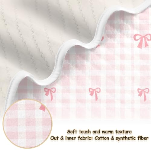 Pink Bow Baby Swaddle Blanket for Boys and Girls, Muslin Baby Receiving Swaddle Blanket, Soft Cotton Nursery Swaddling Blankets for Newborn Toddler Infant3