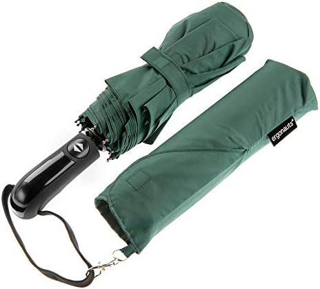 Ergonauts Windproof Vented Double Canopy Travel Umbrella with Teflon Coating - Portable Compact Foldable Lightweight Design and High Wind Resistance (Green)