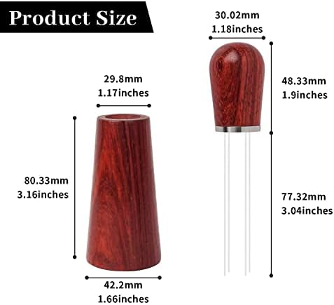 Upgraded WDT Tool Coffee Grounds Needle Distributor Natural Wood Handle and Stand Professional Barista Stirring Tool for Espresso Distribution (Rosewood)