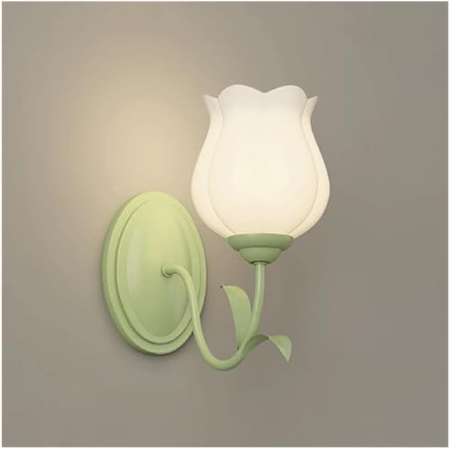 Nordic Frosted Glass Wall Sconce Lampshade Modern White Flowers Wall Sconce Retro Farmhouse Double Flower Wall Mounted Lamp for Kids Bedroom Girl Bedroom Living Room Porch Hallway