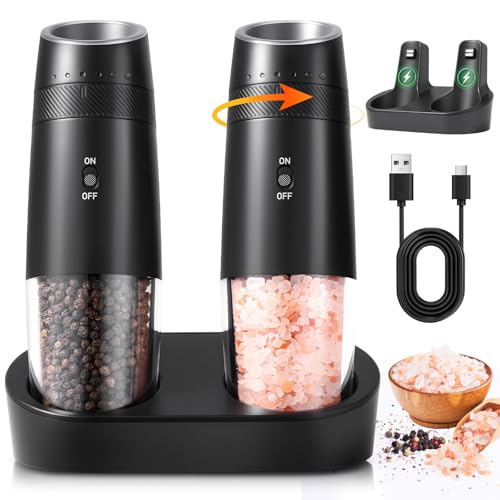 MNNAM Gravity Electric Salt and Pepper Grinder Set Rechargeable with