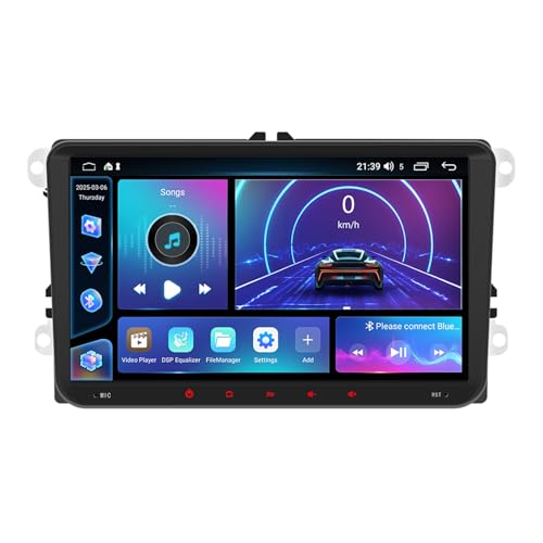 Android 15 Car Stereo Radio 4+64GB Compatible for V-W Golf MK5/MK6 J-etta/SEAT S-Koda | 9-inch Touchscreen Head Unit | Wireless for CarPlay Android Auto | GPS Bluetooth Mirror Link