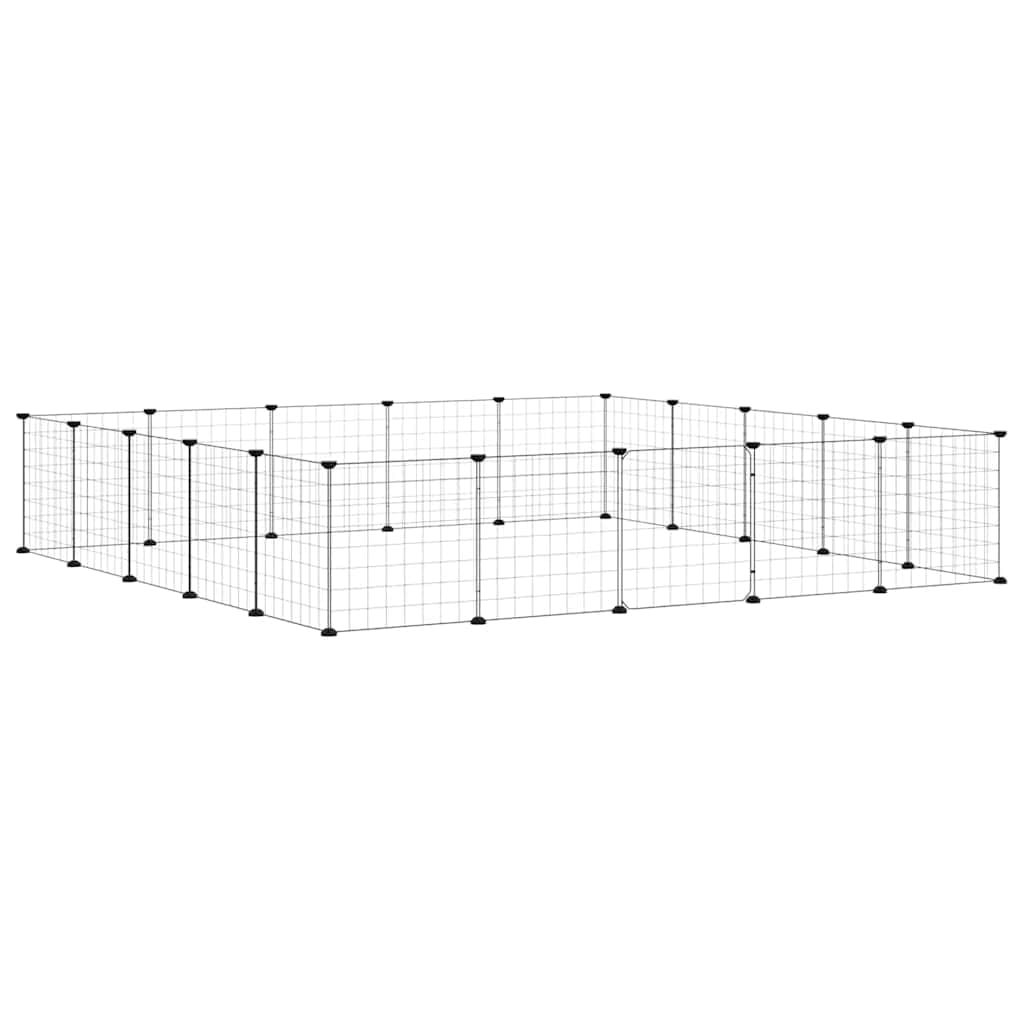 Mangloder - Jaula para mascotas de acero con recubrimiento en polvo, color negro, 20 piezas, modular de 35 x 35 cm con puerta, plegable, ampliable para conejos, cobayas, hámster, apartamento y jardín