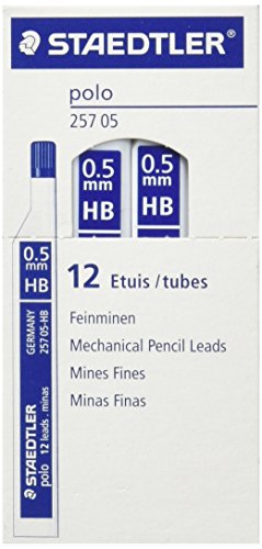 STAEDTLER 257 0.5 HB - Caja de Minas, 12 Tubos con 12 Minas Cada Tubo