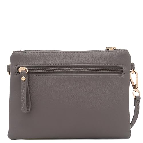 Image of FashionPuzzle Multi Zipper Pocket Small Wristlet Crossbody Bag