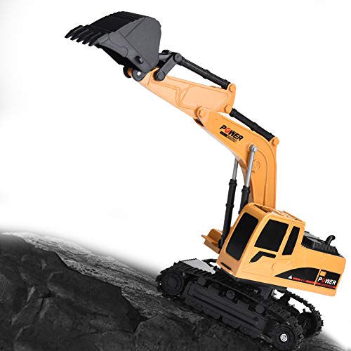 Jimfoty Caminhão escavadeira de 1/24, caminhão de escavadeira de controle remoto 6 canais, recarregá