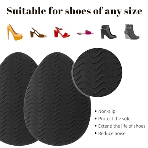 Image of Kifmurase 6 Pcs Black Non-Slip Shoe Pads, Thickened Non-Skid Rubber Protector on Bottom of Shoes for Heel, Noise Reduction Shoe Cushion Self-Adhesive Anti-Slip Sole Sticker for Women Men Leather Shoes