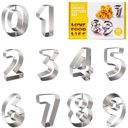 Cortador de galletas número,Gran Numeros Moldes Galletas 0-9,Galletas números,Cookie Cutters Juego de 9 cortadores,Molde Galleta Acero Inoxidable,For Cookies,Baking,Cake Decorating,Fondant